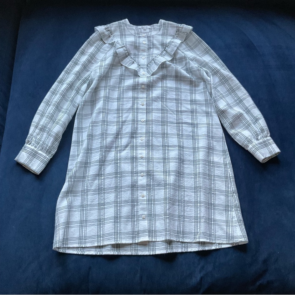 Madewell‎ Plaid Ruffle-Yoke Shirtdress - Picture 2 of 5